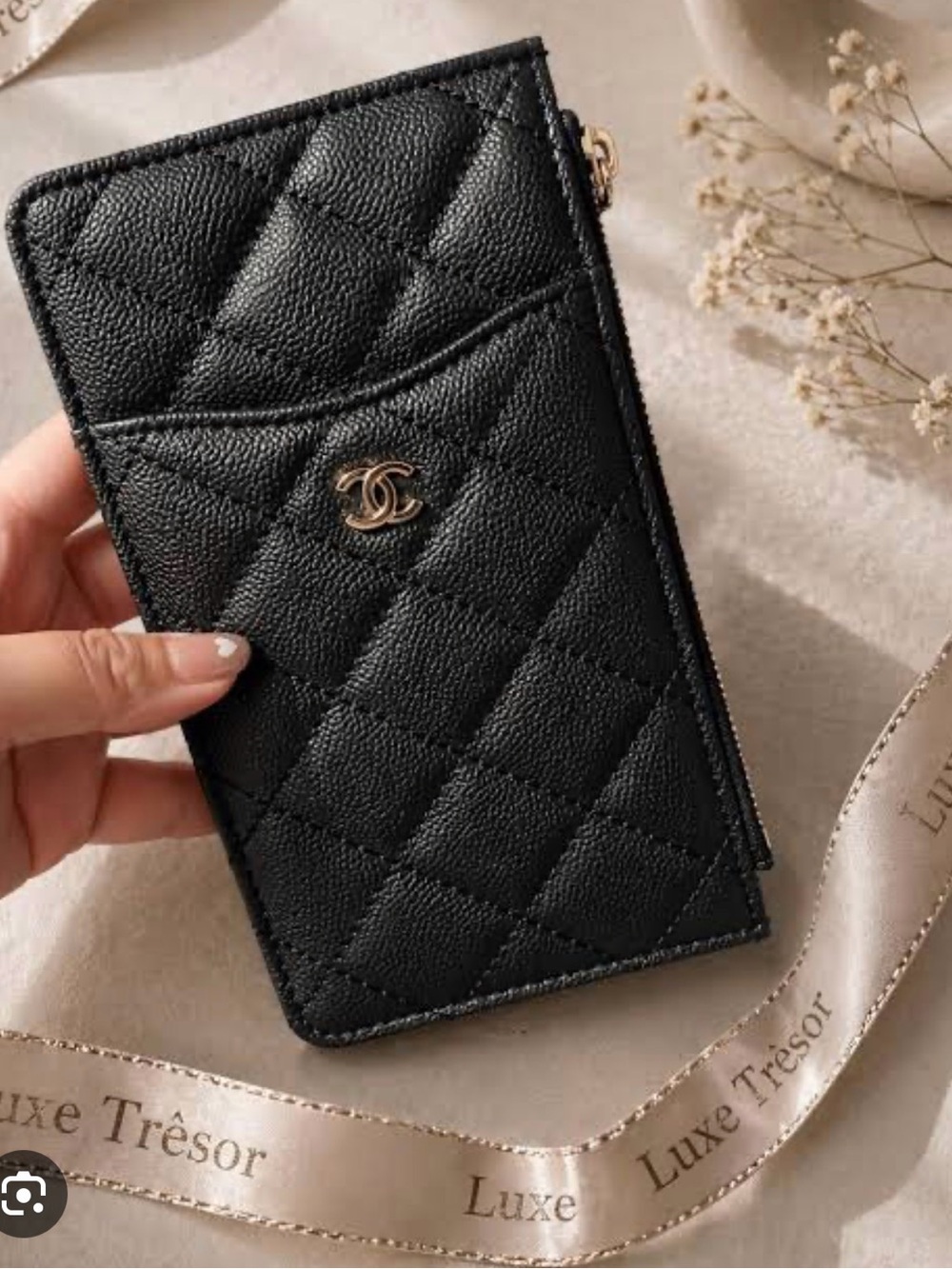 VIP Black Quilted Leather Wallet with Gold Logo